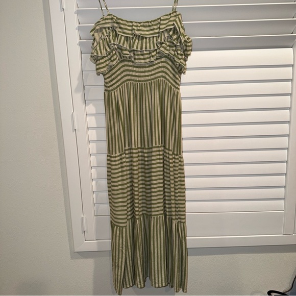 Zara Olive Striped Midi Dress - Picture 3 of 5